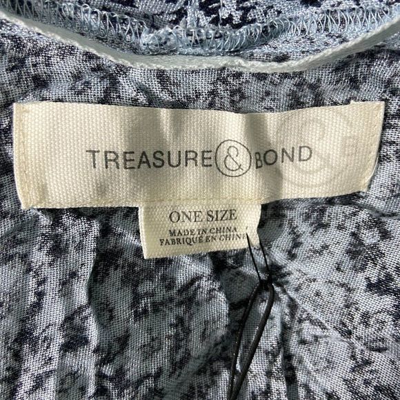 NWT TREASURE + BOND Blue Floral Long Cardigan (O/S) - Picture 7 of 9